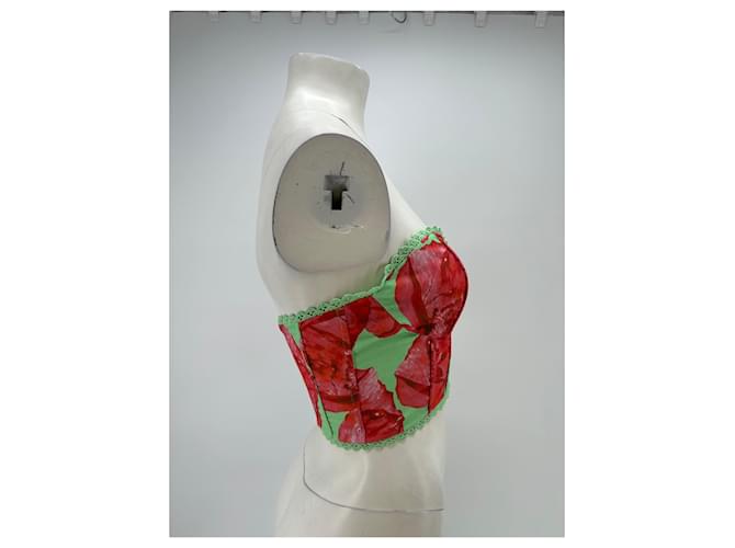 Autre Marque Bustier rosso e verde - vista 3