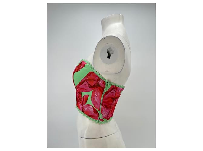 Autre Marque Bustier rosso e verde - vista 4