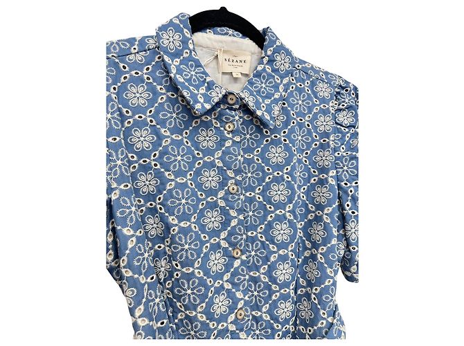 Vestido Gemini Sézane en algodón bordado azul - vista 2