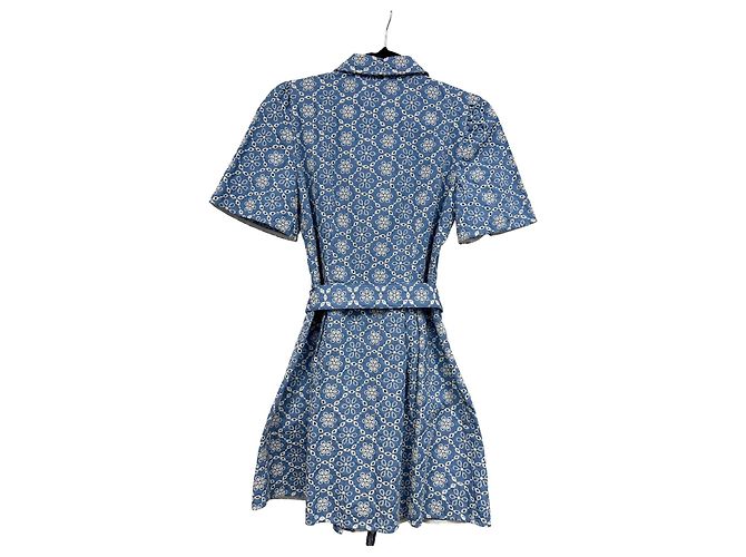 Vestido Gemini Sézane en algodón bordado azul - vista 3