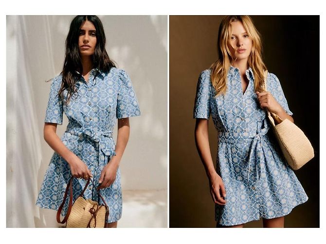 Vestido Gemini Sézane en algodón bordado azul - vista 4