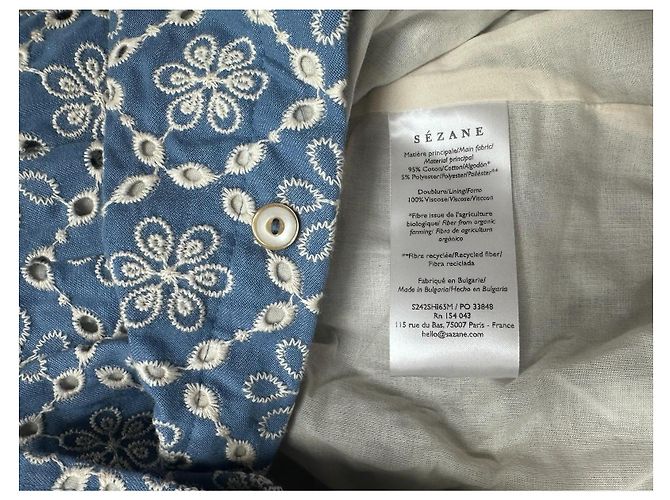 Vestido Gemini Sézane en algodón bordado azul - vista 5