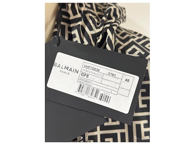 Giacca Balmain monogramma Nero Bianco - vista 7