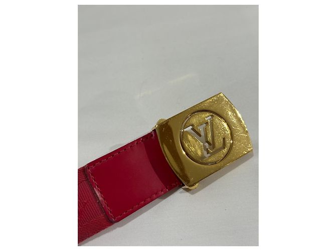 Louis Vuitton Gürtel aus rosa Stoff Pink Golden - Ansicht 4