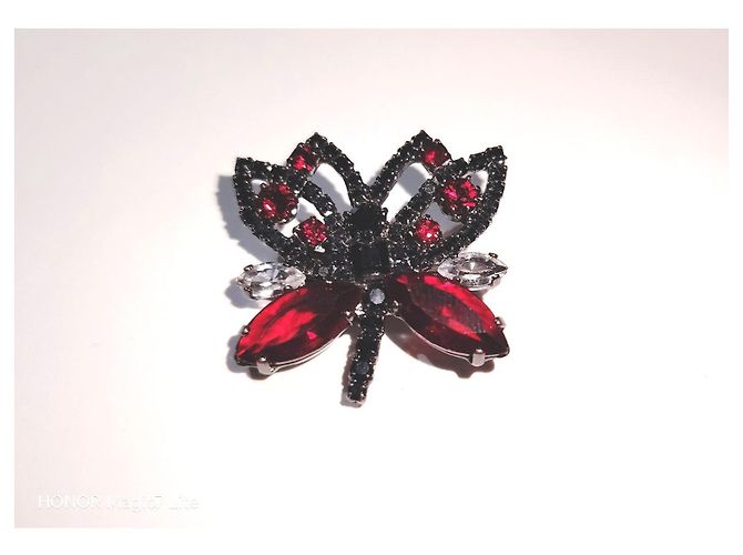 Spilla Libellula Ermanno Scervino Nero Argento Rosso - vista 4