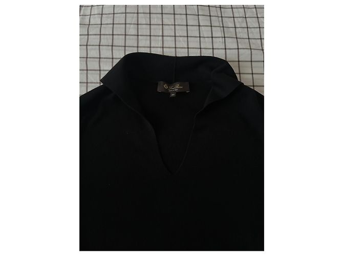 Loro Piana Wollpullover Schwarz V-Ausschnitt - Ansicht 3