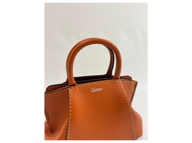 Cartier Mini-Handtasche aus orangefarbenem Leder Braun - Ansicht 2