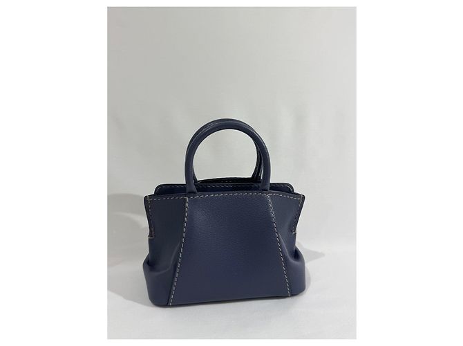 Cartier Micro borsa a mano C in pelle taurillon grigio blu - vista 3