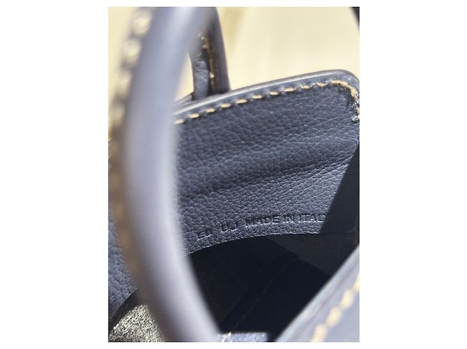 Cartier Micro borsa a mano C in pelle taurillon grigio blu - vista 5