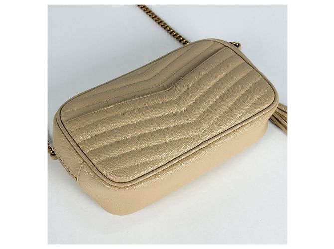 Borsa a tracolla Lou Mini in pelle con frange Saint Laurent Beige - vista 2