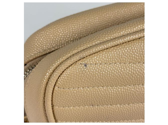 Borsa a tracolla Lou Mini in pelle con frange Saint Laurent Beige - vista 5