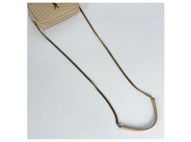 Borsa a tracolla Lou Mini in pelle con frange Saint Laurent Beige - vista 6