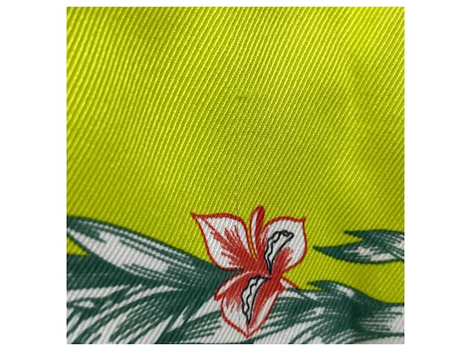 Silk In Hermès Sciarpa Hermes con motivo floreale e cavallo Bianco Multicolore Verde - vista 3