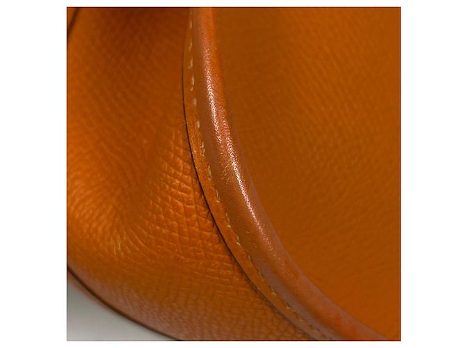 Hermès Borsa a tracolla Pochette Hermes Evelyne TPM in Potiron Arancione - vista 3