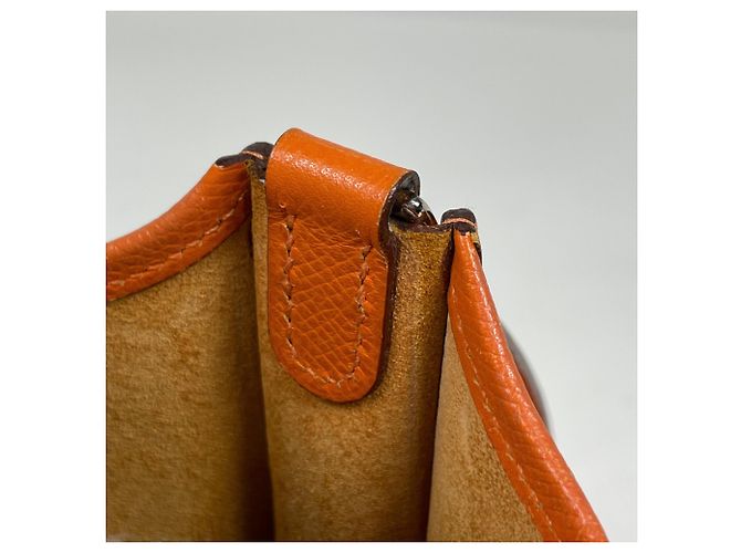 Hermès Borsa a tracolla Pochette Hermes Evelyne TPM in Potiron Arancione - vista 7