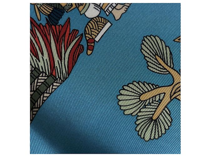 Hermès Hermes HERMES Sciarpa Carré 90 Astres et Soleils Blu Multicolore Giallo - vista 3