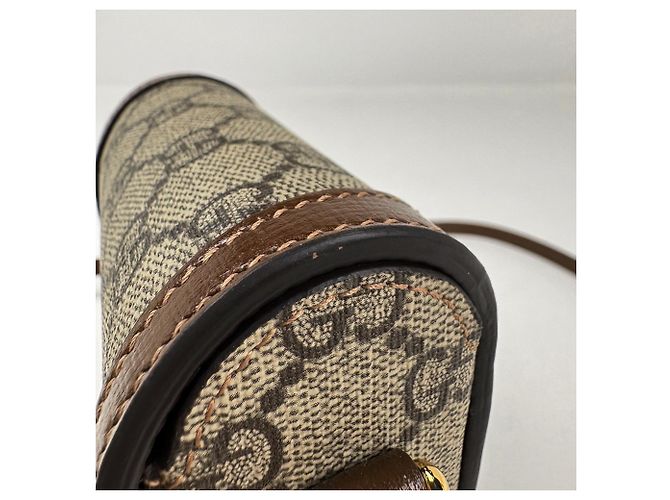 Borsa a tracolla Gucci Horsebit 1955 motivo GG Marrone - vista 4