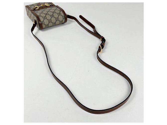 Borsa a tracolla Gucci Horsebit 1955 motivo GG Marrone - vista 5