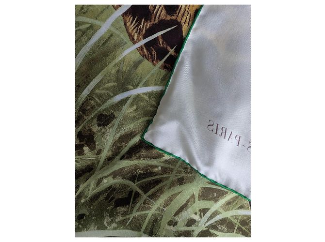 Hermès Sciarpa in seta Hermes Panthera Pardus 140 GM Sciarpa da Robert Dallet Marrone Nero Beige Verde - vista 13