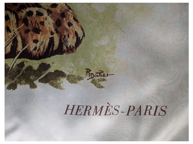 Hermès Sciarpa in seta Hermes Panthera Pardus 140 GM Sciarpa da Robert Dallet Marrone Nero Beige Verde - vista 18