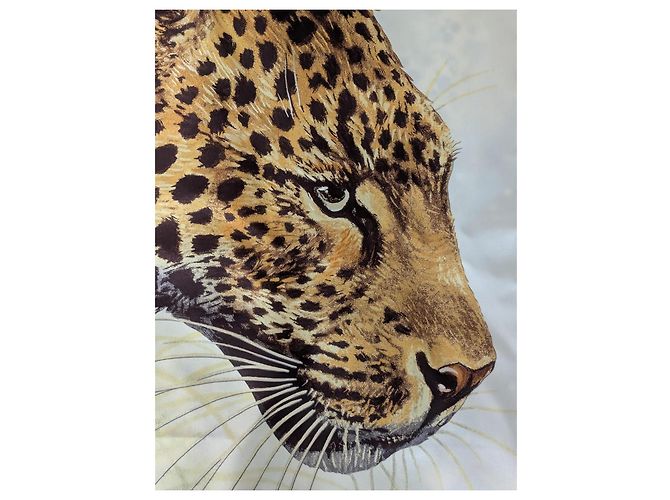 Hermès Sciarpa in seta Hermes Panthera Pardus 140 GM Sciarpa da Robert Dallet Marrone Nero Beige Verde - vista 4