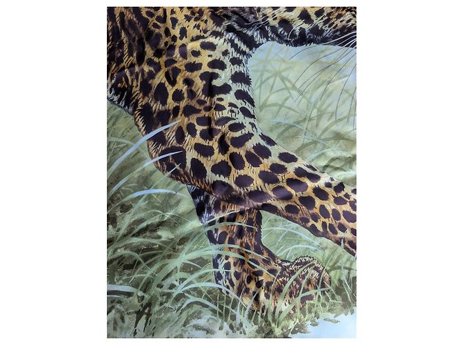 Hermès Sciarpa in seta Hermes Panthera Pardus 140 GM Sciarpa da Robert Dallet Marrone Nero Beige Verde - vista 6