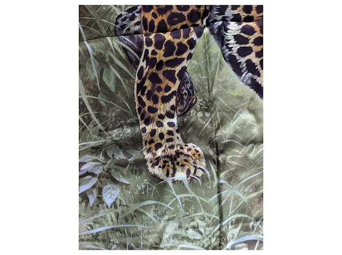 Hermès Sciarpa in seta Hermes Panthera Pardus 140 GM Sciarpa da Robert Dallet Marrone Nero Beige Verde - vista 7