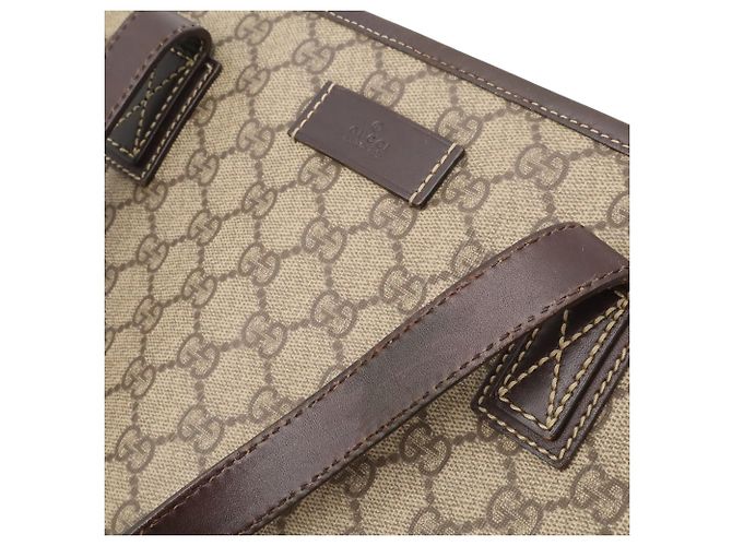 Borsa Tote Gucci GG Supreme Plus Beige Cachi Marrone scuro - vista 10
