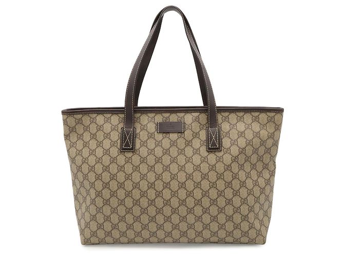 Borsa Tote Gucci GG Supreme Plus Beige Cachi Marrone scuro - vista 2