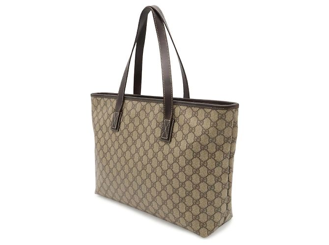 Borsa Tote Gucci GG Supreme Plus Beige Cachi Marrone scuro - vista 3