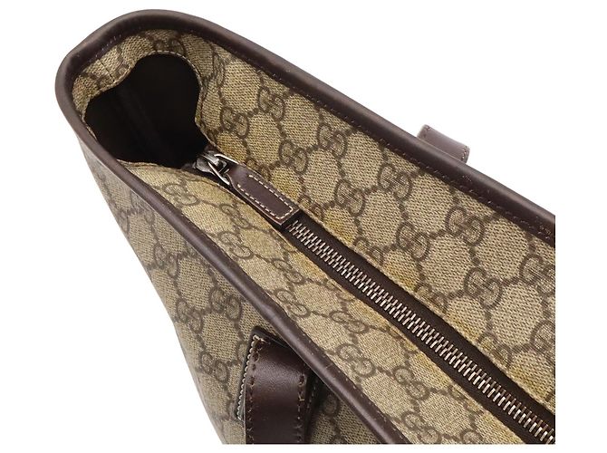 Borsa Tote Gucci GG Supreme Plus Beige Cachi Marrone scuro - vista 6
