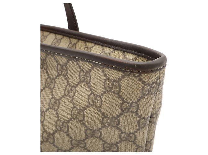 Borsa Tote Gucci GG Supreme Plus Beige Cachi Marrone scuro - vista 9