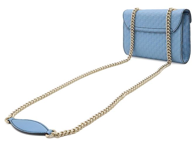Borsa a Spalla con Catena Emilie Microguccissima Gucci Blu chiaro - vista 3