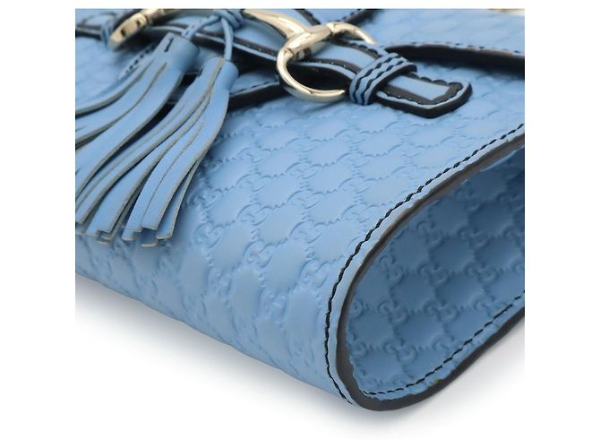 Borsa a Spalla con Catena Emilie Microguccissima Gucci Blu chiaro - vista 4