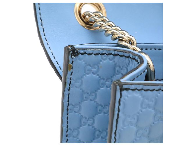 Borsa a Spalla con Catena Emilie Microguccissima Gucci Blu chiaro - vista 8