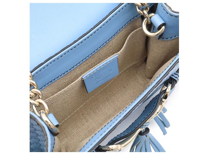 Borsa a Spalla con Catena Emilie Microguccissima Gucci Blu chiaro - vista 9