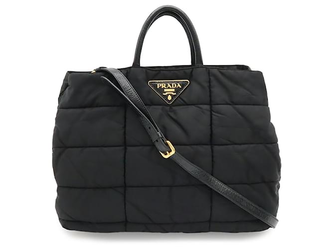 Bolso Tote Prada Triangle Negro Blanco - vista 2