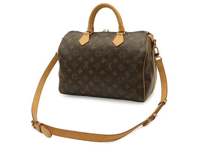 Bolso Louis Vuitton Monogram Speedy Bandoulière 30 Castaño Blanco Monograma - vista 3