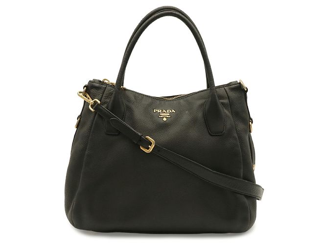 Borsa Tote Prada in pelle morbida Vitello Daino Nero - vista 2