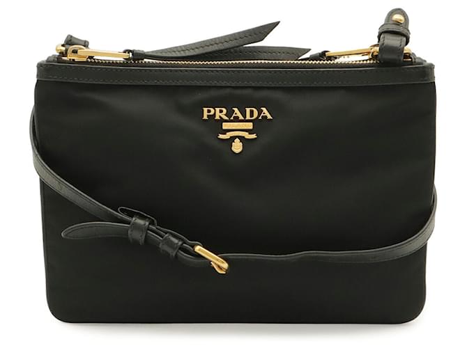 Clutch e borsa a tracolla in nylon Prada Nero - vista 2