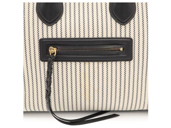 Céline Borsa Tote Celine Luggage Phantom Medium Stripe Square Nero Bianco Blu navy - vista 10