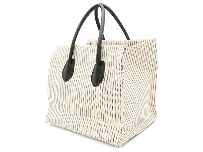 Céline Borsa Tote Celine Luggage Phantom Medium Stripe Square Nero Bianco Blu navy - vista 3
