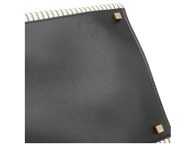 Céline Borsa Tote Celine Luggage Phantom Medium Stripe Square Nero Bianco Blu navy - vista 4