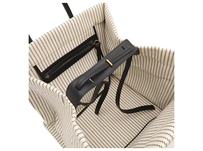 Céline Borsa Tote Celine Luggage Phantom Medium Stripe Square Nero Bianco Blu navy - vista 6