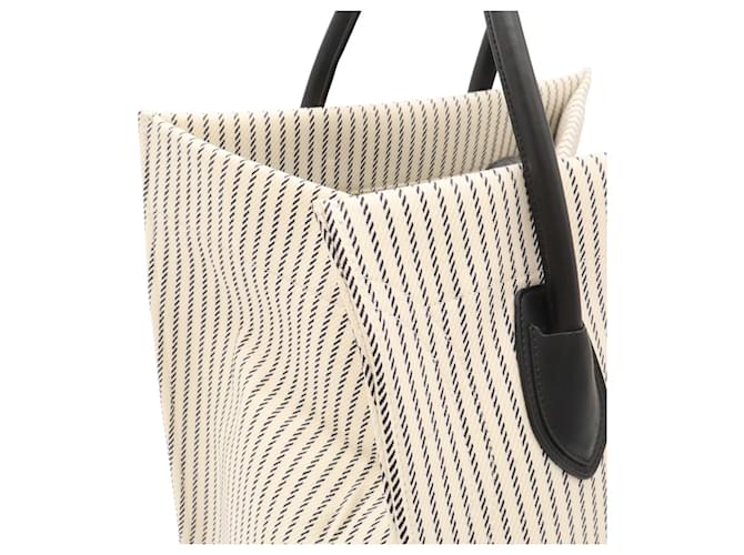 Céline Borsa Tote Celine Luggage Phantom Medium Stripe Square Nero Bianco Blu navy - vista 8