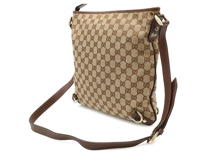 Borsa a Spalla Gucci Abbey GG Canvas Marrone Cachi - vista 3