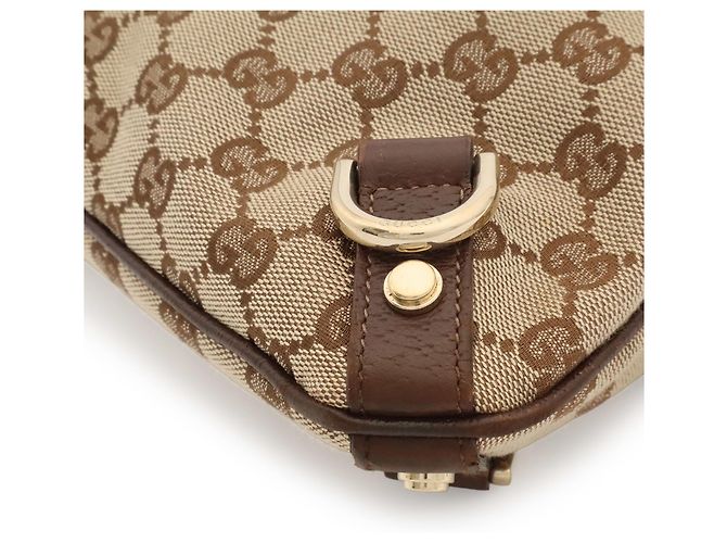 Borsa a Spalla Gucci Abbey GG Canvas Marrone Cachi - vista 4