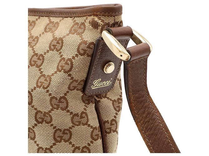 Borsa a Spalla Gucci Abbey GG Canvas Marrone Cachi - vista 7