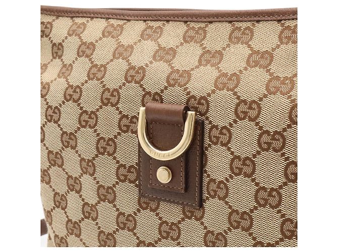 Borsa a Spalla Gucci Abbey GG Canvas Marrone Cachi - vista 9