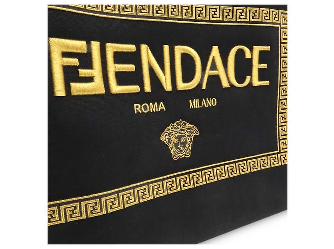 Sac cabas/Sac à bandoulière FENDI x FENDACE Collaboration Versace Noir Doré - vue 10